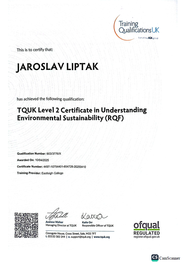 TQUK Level 2 Certificate in Understanding Environmental Sustainability (RQF)